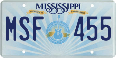 MS license plate MSF455