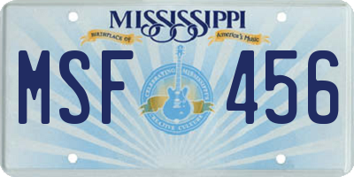 MS license plate MSF456