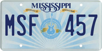 MS license plate MSF457