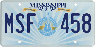 MS license plate MSF458