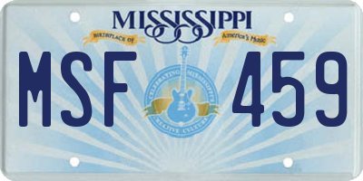 MS license plate MSF459