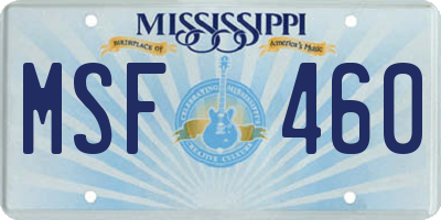 MS license plate MSF460