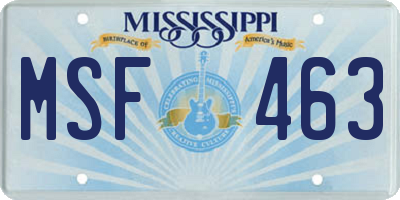 MS license plate MSF463