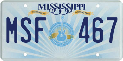 MS license plate MSF467