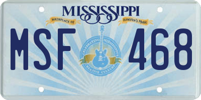 MS license plate MSF468
