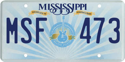 MS license plate MSF473