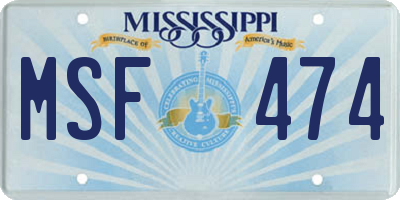 MS license plate MSF474