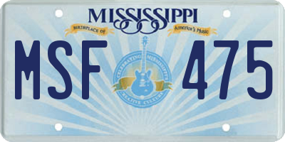 MS license plate MSF475