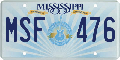 MS license plate MSF476