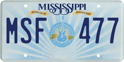 MS license plate MSF477