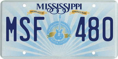MS license plate MSF480