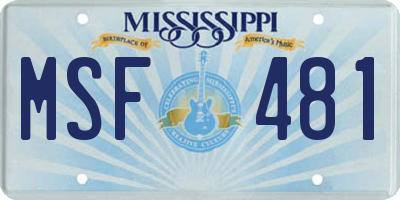 MS license plate MSF481