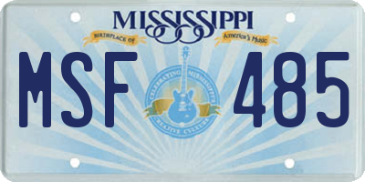 MS license plate MSF485