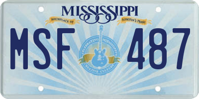 MS license plate MSF487