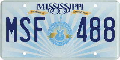 MS license plate MSF488