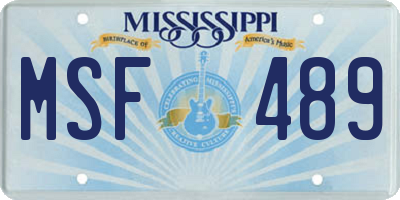 MS license plate MSF489