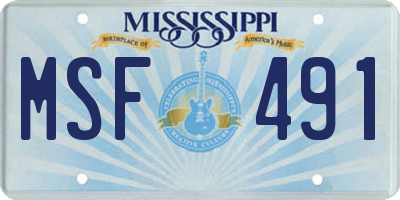 MS license plate MSF491