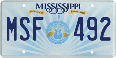 MS license plate MSF492