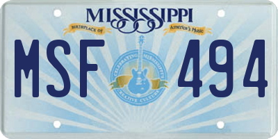 MS license plate MSF494