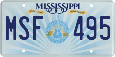 MS license plate MSF495