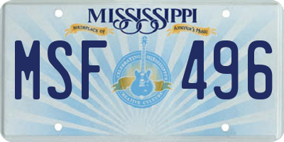 MS license plate MSF496