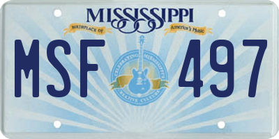 MS license plate MSF497