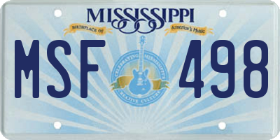 MS license plate MSF498