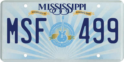 MS license plate MSF499