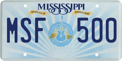 MS license plate MSF500