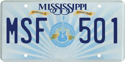 MS license plate MSF501