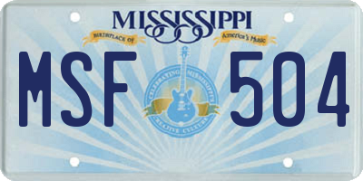 MS license plate MSF504