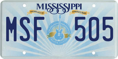 MS license plate MSF505