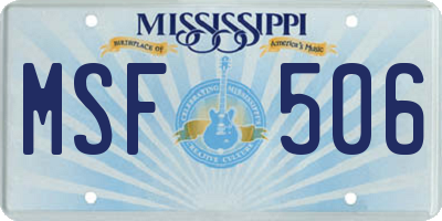 MS license plate MSF506