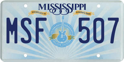 MS license plate MSF507