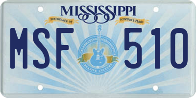 MS license plate MSF510