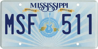MS license plate MSF511