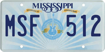 MS license plate MSF512