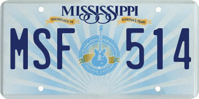 MS license plate MSF514