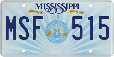 MS license plate MSF515