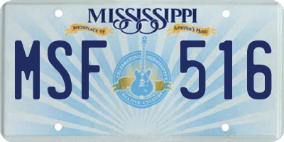 MS license plate MSF516