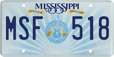 MS license plate MSF518