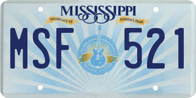 MS license plate MSF521