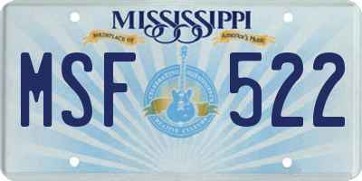 MS license plate MSF522