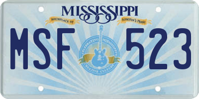 MS license plate MSF523