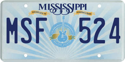 MS license plate MSF524