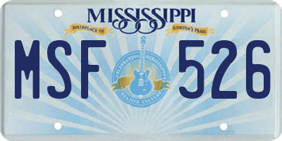 MS license plate MSF526