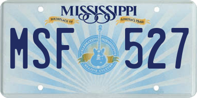 MS license plate MSF527