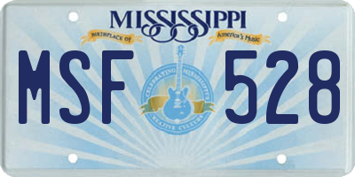 MS license plate MSF528