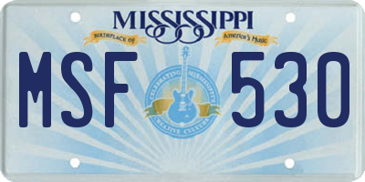 MS license plate MSF530
