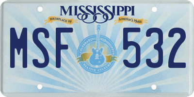 MS license plate MSF532